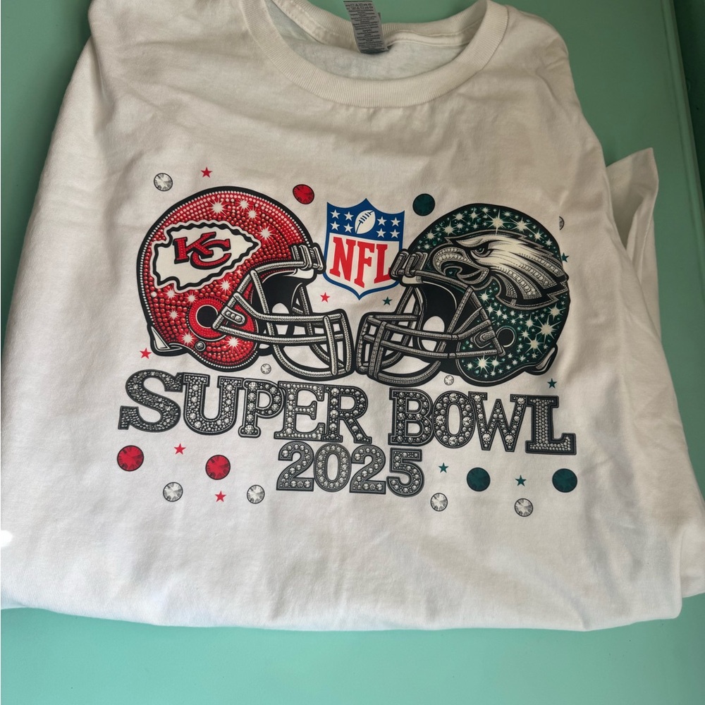 Gildan White Short Sleeve Tee with Super Bowl Graphic